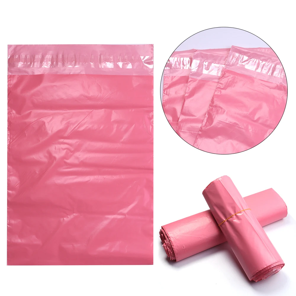 

10/20/50 шт. розовых пластиковых логистических курьерских пакетов с самоклеящимся клапаном, водонепроницаемые полиэтиленовые конверты для доставки и упаковки