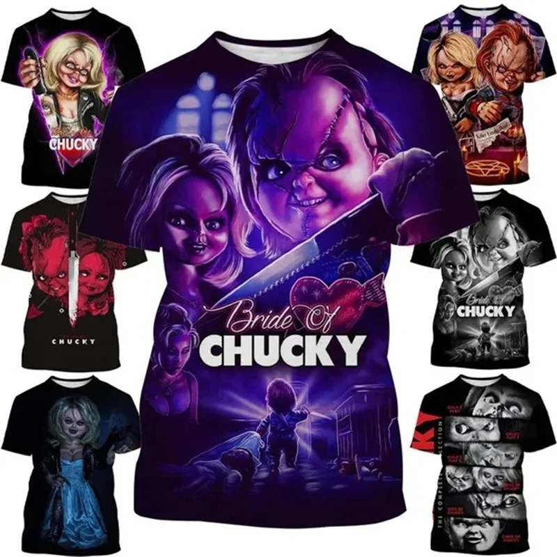 Hip Hop Unisex Casual Top Horror Movie Bride Of Chucky T Shirt New Arrivals Men Summer 3D Print Mens Short Sleeve T Shirt