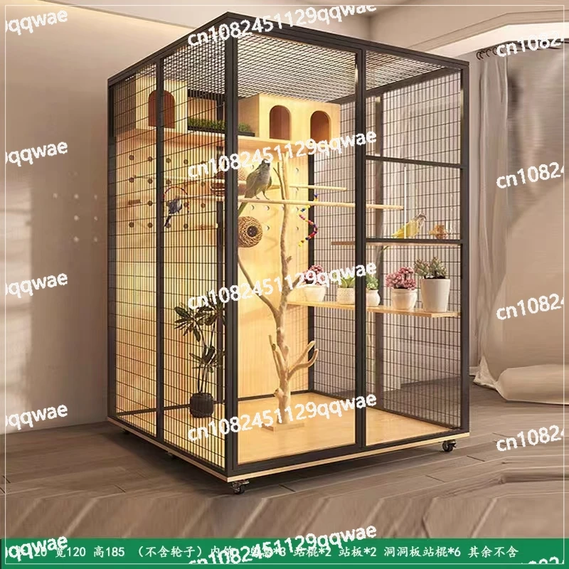 Modern eco-friendly wooden bird cage, large size, indoor wooden parrot cage, luxury bird cage, suitable for canaries and macaws