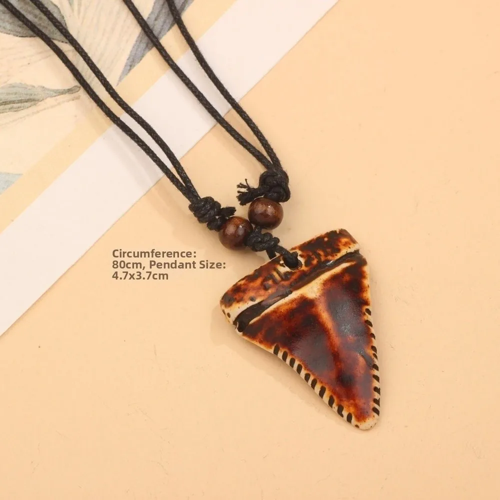 Gifts Resin Necklace Adjustable Ethnic style Tribal Style Pendant Shark Tooth Necklace