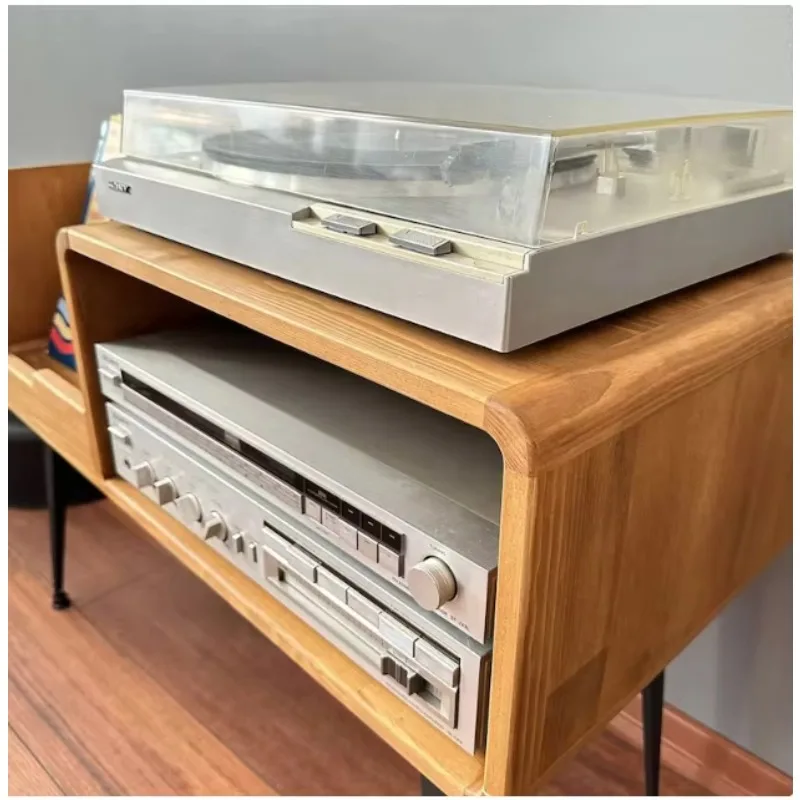 

Hooqu Popular Home Furniture Solid Wood Record Player Stand Record Player Holder Modern Wood Record Storage