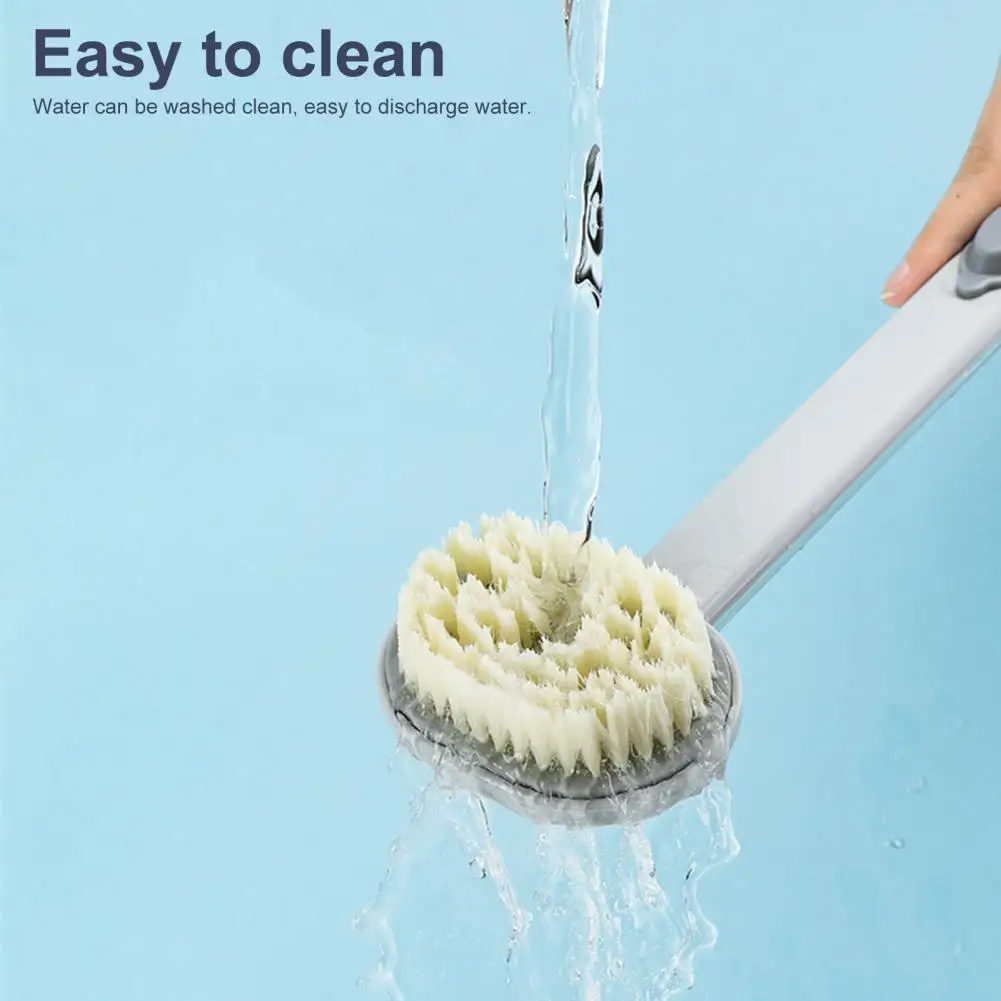 Hard-bristled Bath Brush Storeable Shower Gel Brush Long Handle Bath Brush with Soap Dispenser for Back Shower Massage Pbt