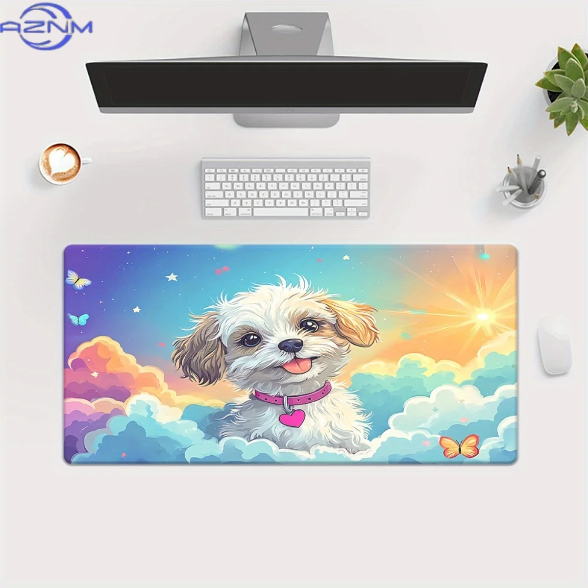 1pc The Dog Pattern on the Clouds Printed Pad for Desk, Multi Functional XXL Mousepad, Keyboard Gaming Mouse Mats, Office Comput