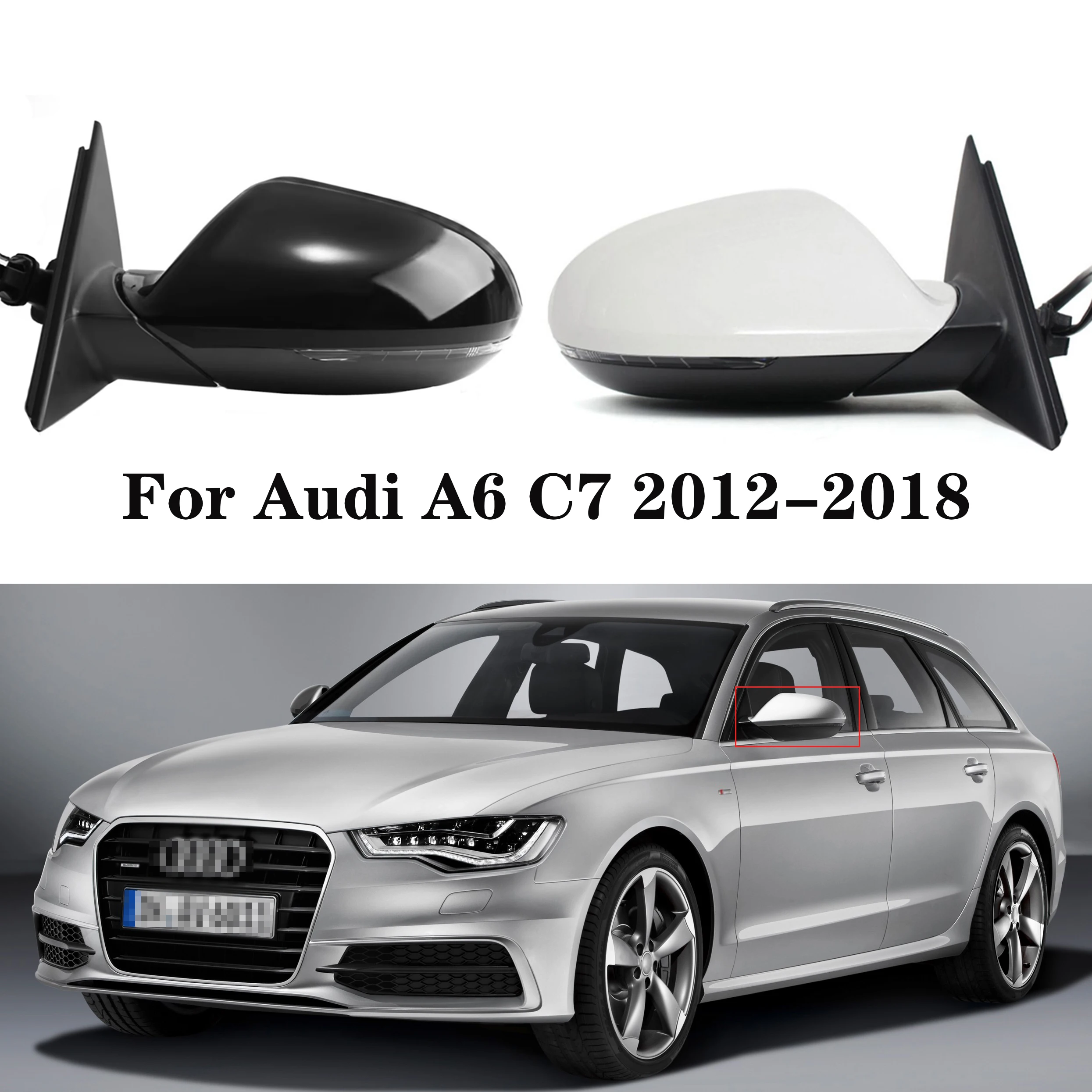 

For Audi A6 C7 2012-2018 Car Replacement Heated Wing Rear Mirror Glass 6/8/12/17 wire Electrical folding 4GD-857-409 4GD-857-410