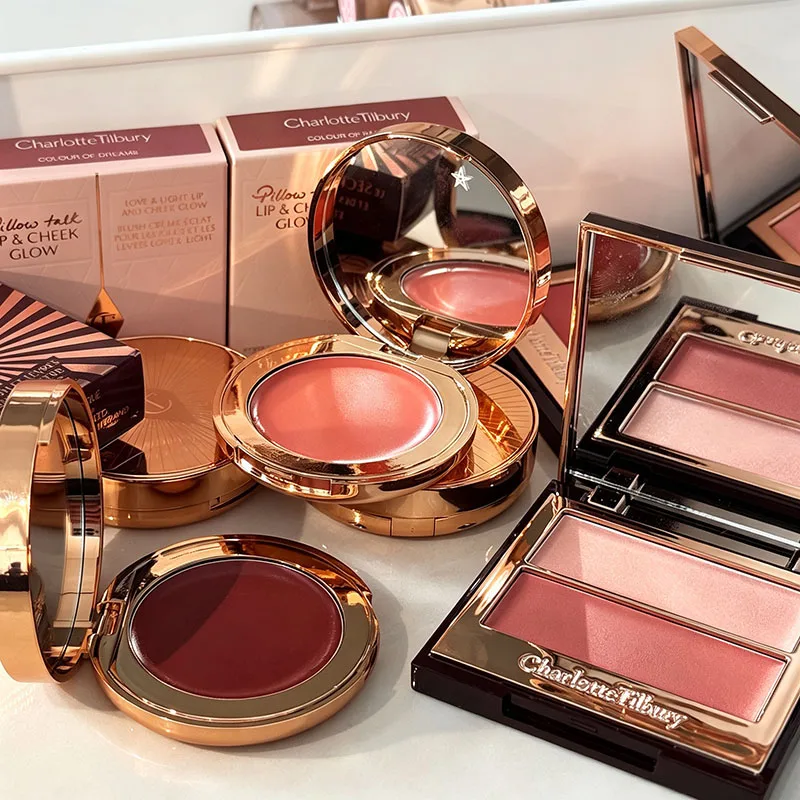 CT Lip Cheek Dual-use Blusher Cream Two Color Highlight Powder Waterproof Blusher And Two-color Highlights Blusher Dish Makeup