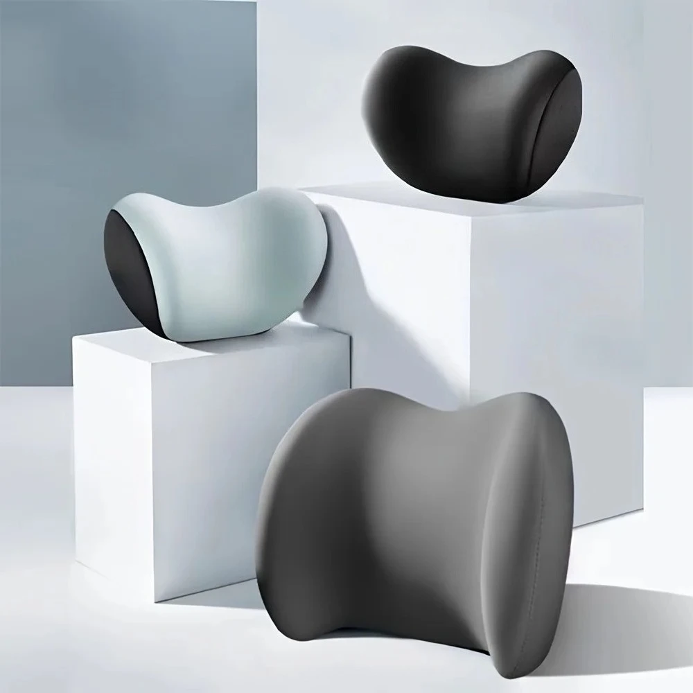 Memory-Schaum-Kopfstütze und Lendenstütze-Set, ergonomisches Nackenkissen für das Auto, atmungsaktive Rückenlehne und Sitzkissen für Reisen – Detail 7