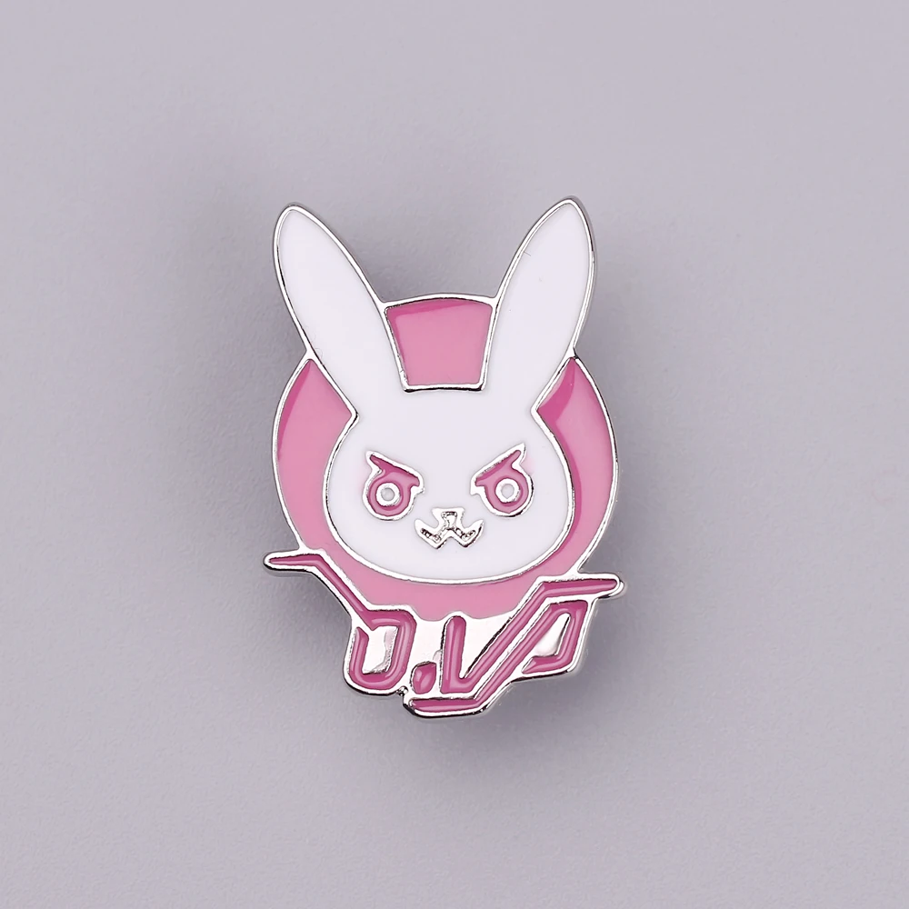 Overwatch Game Dva Rabbit Bunny Metal Pin Pink Trendy Jewelry Diva Bunny Hard Enamel Pin for Cosplay Costume Girl Accessory