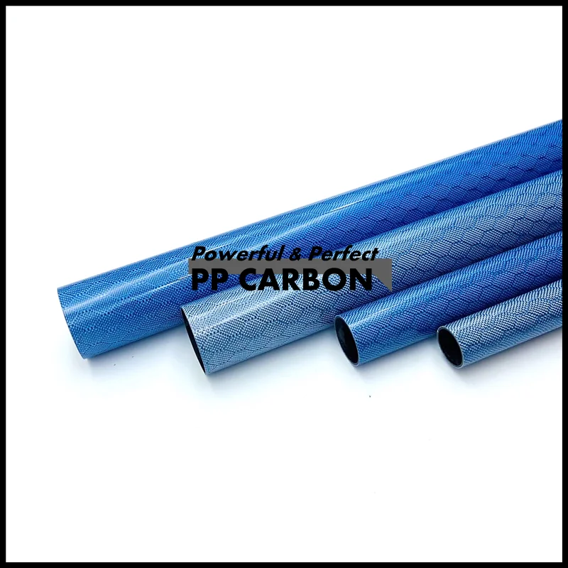 1000mm Colored Carbon Fiber Tube for RC Airplane Parts Glossy Honeycomb Blue Weave 3K High-Strength Hardness Composite Material