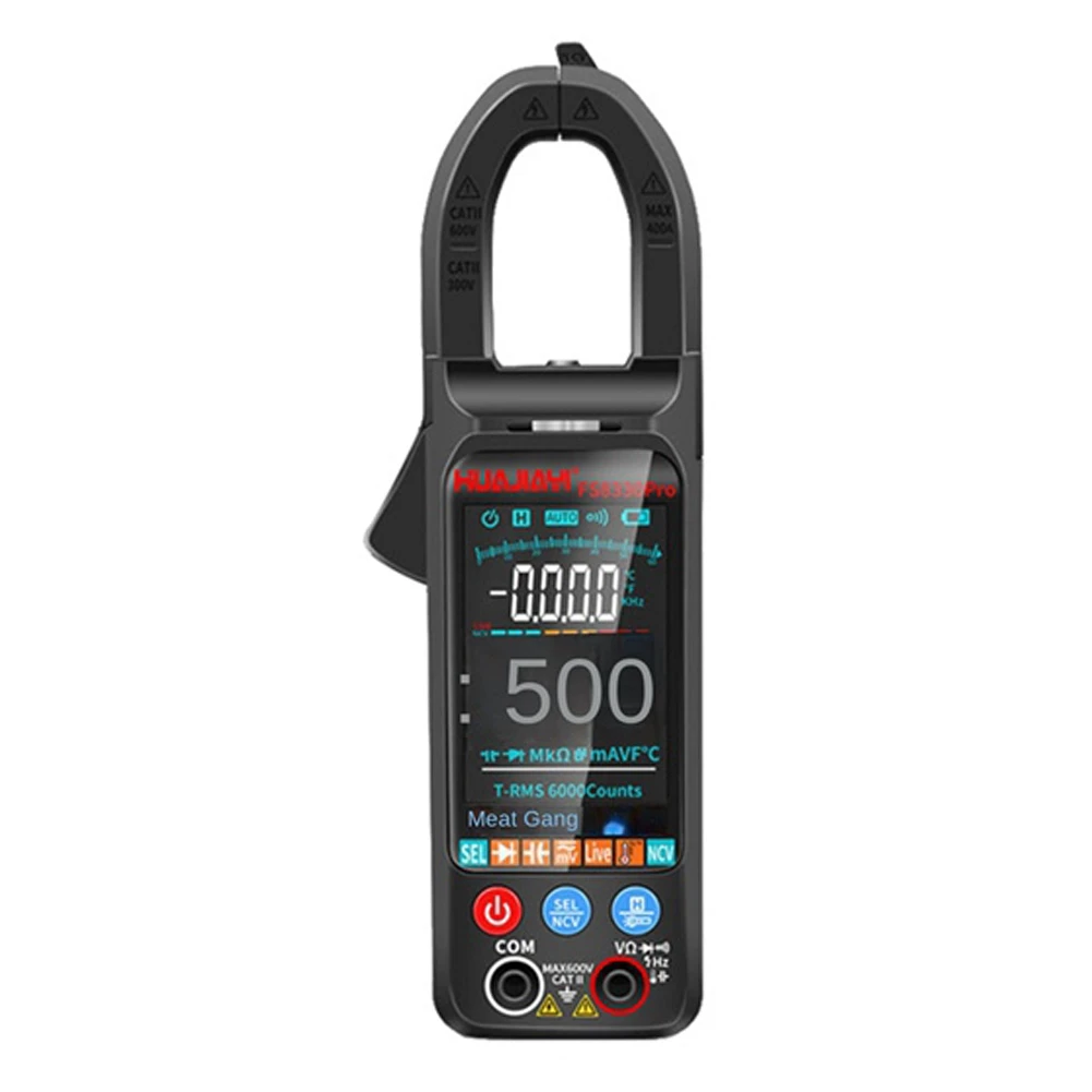 

HUAJIAYI FS8330Pro DC/AC Current Digital Clamp Meter 6000 Counts 400A Multimeter Large Color Screen Voltage Tester Car Hz Black