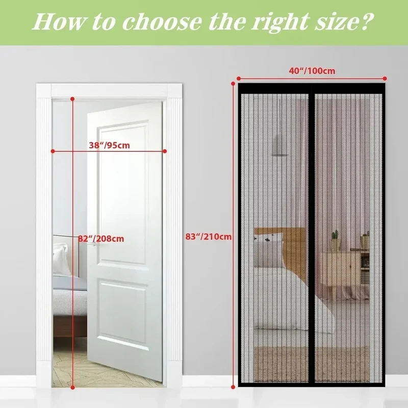 Heavy Duty Magnetic Soft Screen Door Mesh Curtain Mosquito Net Anti-mosquito Mute Velcro Door Curtain Bedroom Ventilation