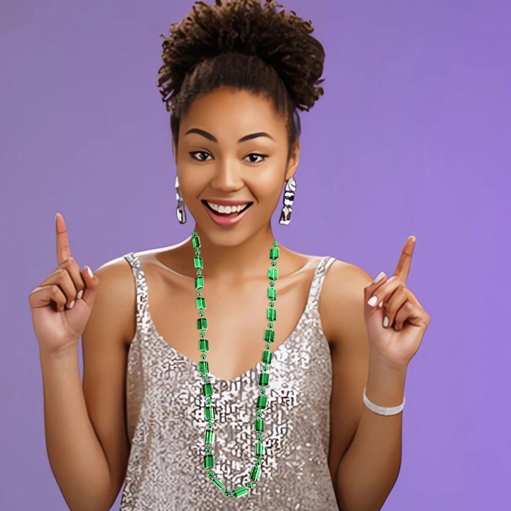 สร้อยคอลูกปัด 12 ชิ้น อุปกรณ์เสริมสำหรับงานคาร์นิวัล งานปาร์ตี้ สีเขียว สีม่วง สีทอง เครื่องประดับธีมเทศกาลเม็กซิกัน สำหรับงานอีเว้นท์และคอสตูม