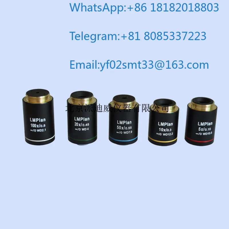 WD-3005 Infinite Flat Field Achromatic Objective Lens 5X 10X 20X 50X Industrial Microscope Optical Lens Precision Inspection