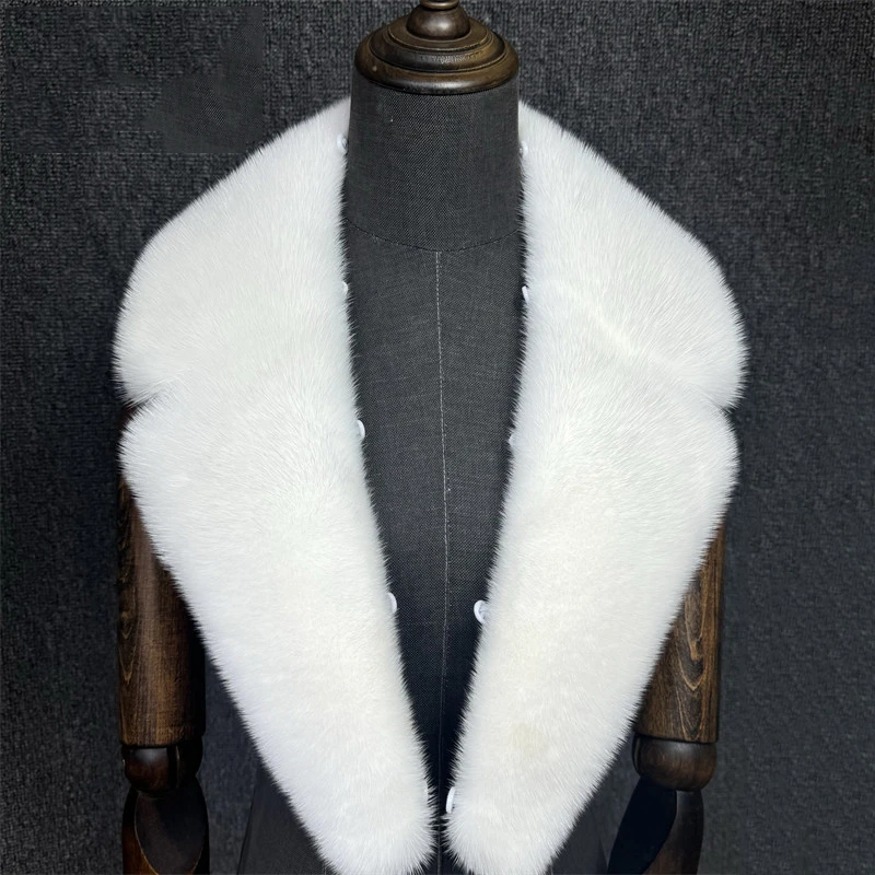 100% Real Mink Fur Collar Men Winter Coat Accessory Women Jacket Fur Collar Black Coffee White Warm Lairge Size Mink Fur Scarf