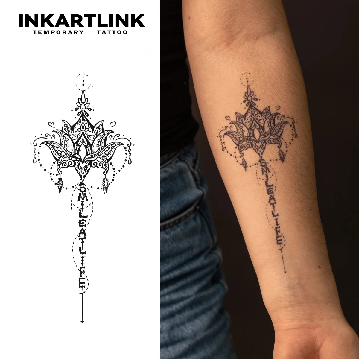 Lotus Lantern Temporary Tattoo,Lasts To 15 Days New Technology Magic Waterproof Semi Permanent Sticker.