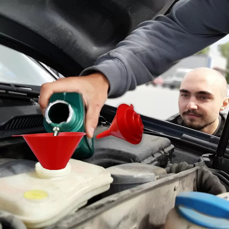 5Pcs Automotive Plastic Funnel Set Wide Mouth Fuel And Oil Multi-use Flexible Right Angle Funnels For Water Coolant And Engine