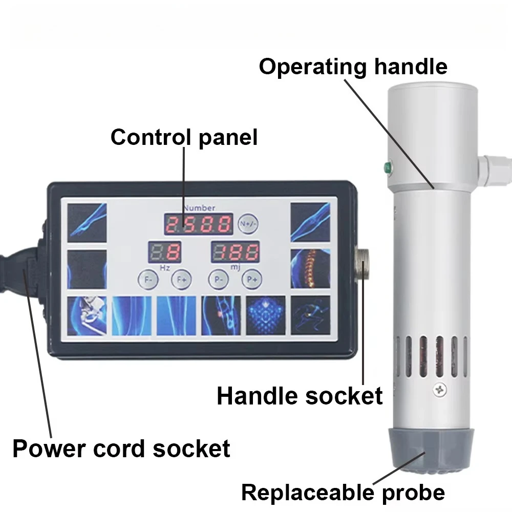 300MJ Professional Shockwave Therapy 100-240V 50/60HZ Body ED Treatment Lower Back Pain Relief Easy Operation Home Use
