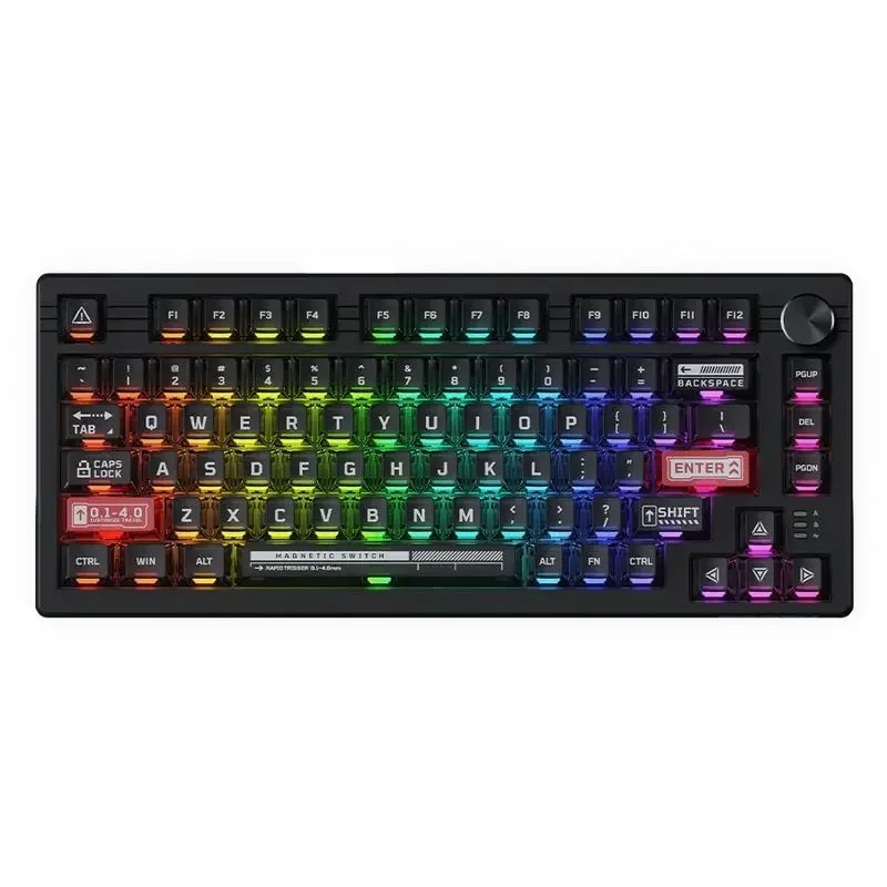 HZGAMER EK75 Wooting Tastiera Interruttore magnetico Tastiera Manopola multifunzionale Trigger rapido Tastiera meccanica da gioco RGB