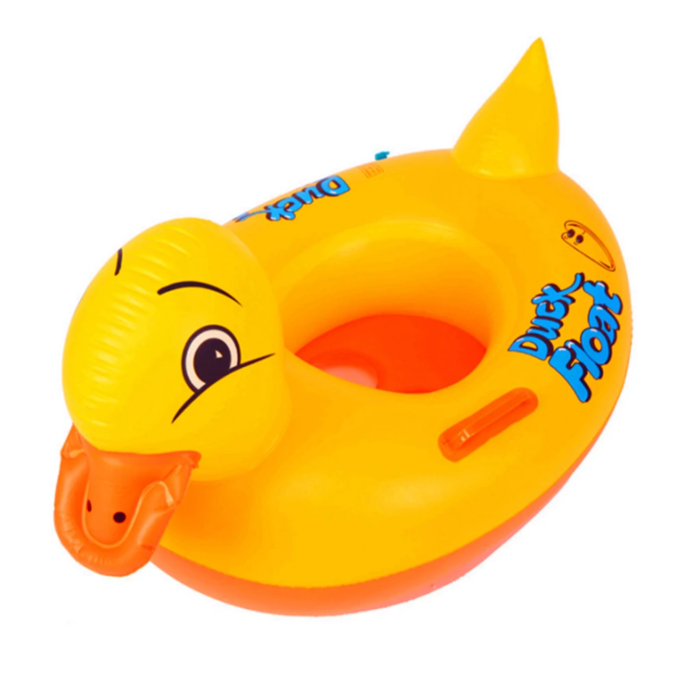 Inflatable Duck Swimming Ring with Handle Quacker Swimming Pool Ring PVC Duck Shaped Swim Circles Children Summer Party