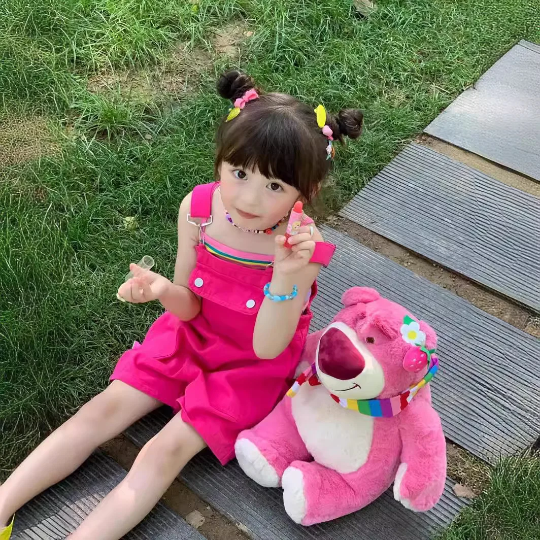 Baby Girl Clothes Suit Dopamine Girls Pants Summer Kids Suspenders Korean Elastic Waist Fashion Suspenders Wide Legs 2-piece Set image 3