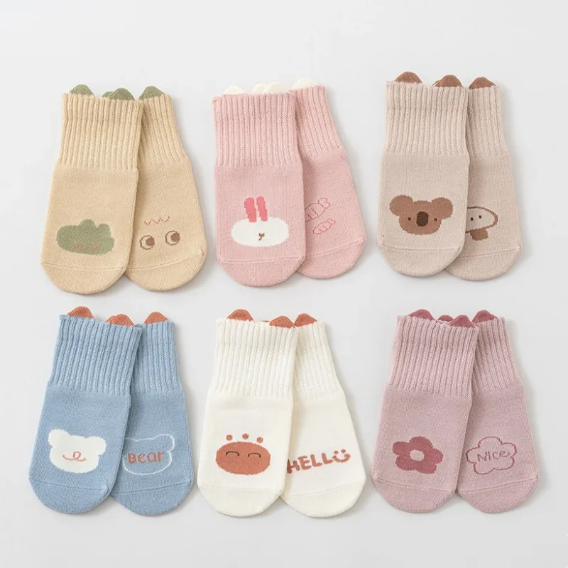 

Детские носки-тапочки с мультяшным рисунком, мягкие, для малышей, домашние, противоскользящие, для ходьбы, для мальчиков и девочек, весенне-осенние, школьные, спортивные носки