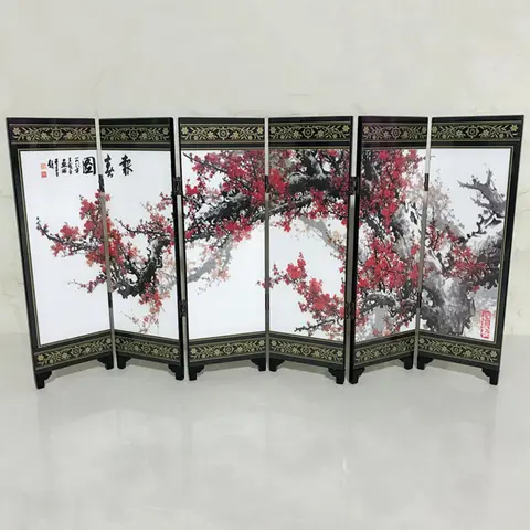 홈 장식 사무실 선물 기념 봄 방 스크린 디바이더 목재 접이식 파티션 비즈니스 6 패널