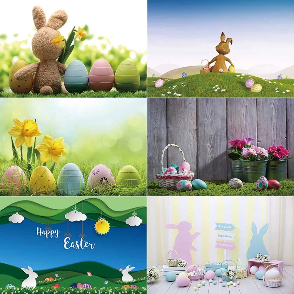 

MOON.QG Easter Fairy Eggs Background Photography Bunny Spring Tulip Photozone Backdrop Children Studio Photozone Accessories