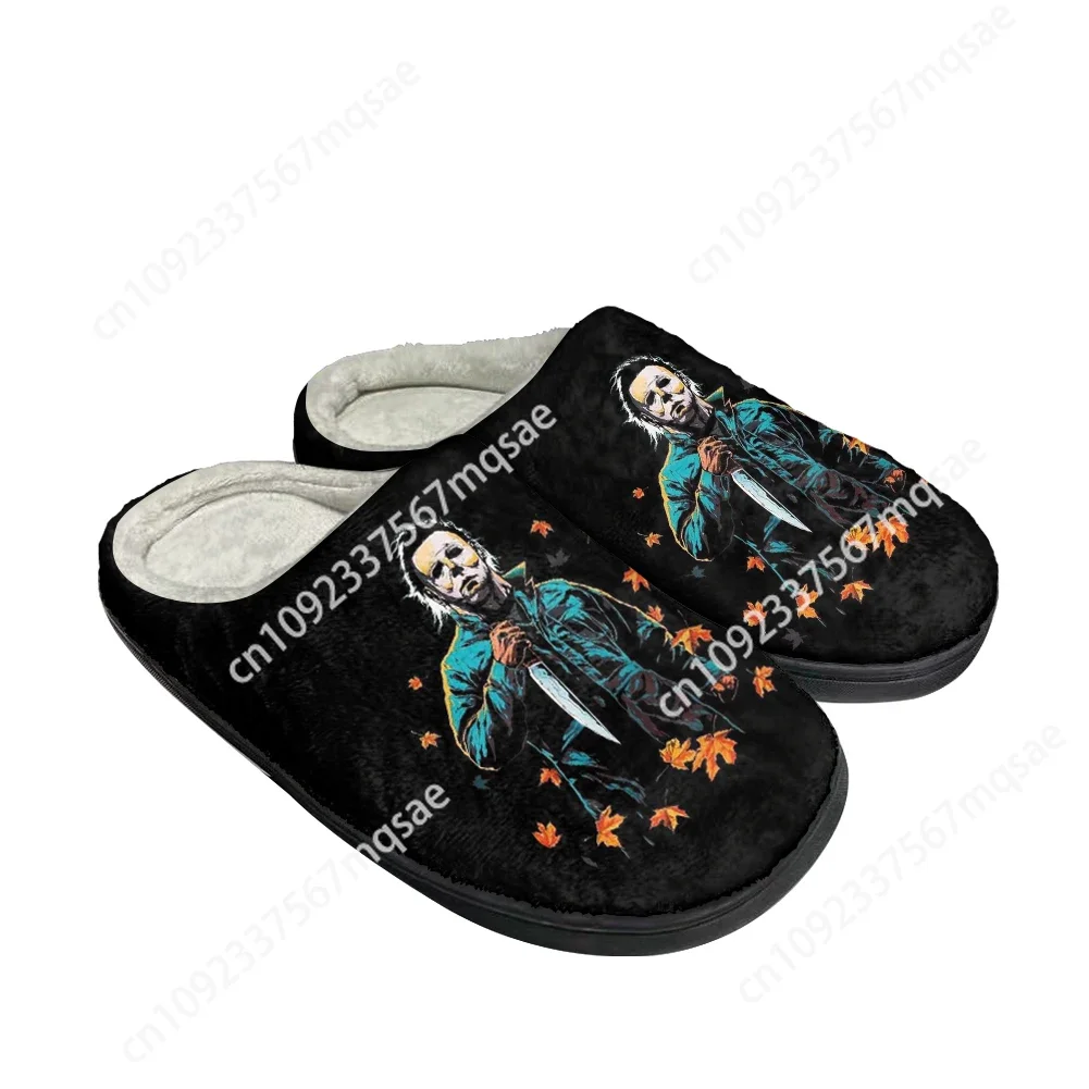 Terror Michael Myers Cotton Custom Slippers Mens Womens Sandals Plush Casual Keep Warm Shoes Thermal Soft Plush Non-Slip Slipper