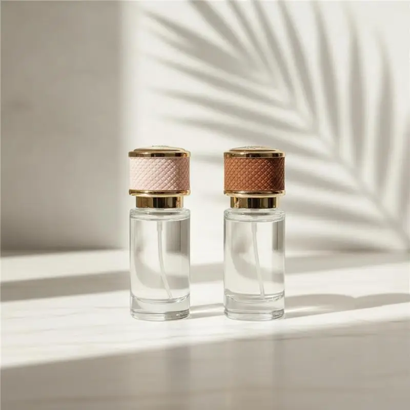Leere Glas-Duftsprayflasche 20ml mit Schraubverschluss aus Leder, feiner Nebel, nachfüllbarer Parfümbehälter für Reisen – Detail 6