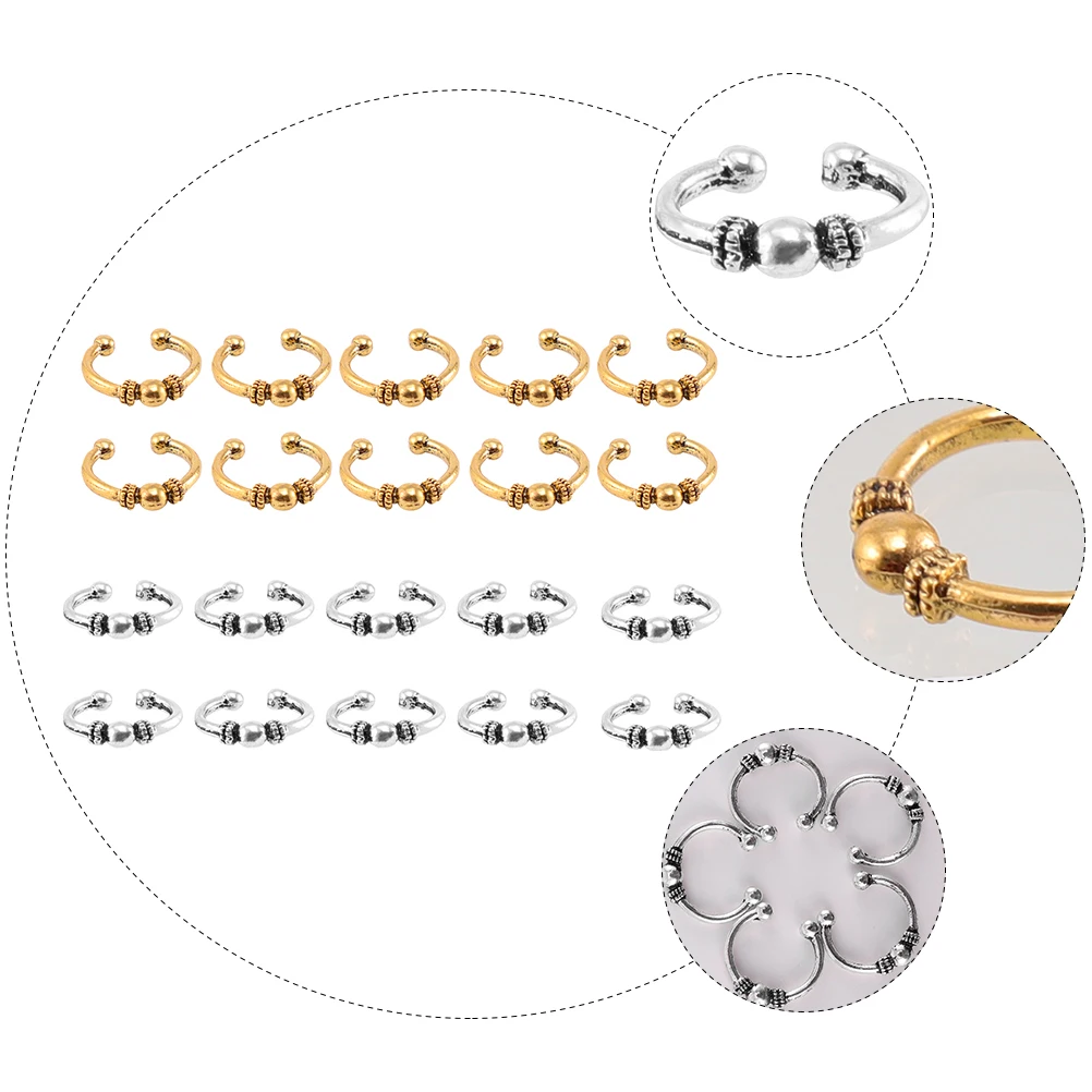 

20pcs Hairpin Headgear Accessories Braid Clip DIY Hair Pins Rings Decorations Alloy Barrettes Hair Accessories