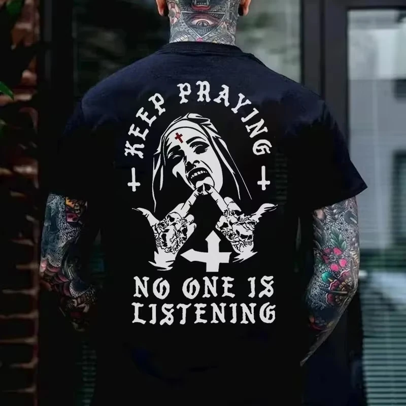 

Summer Brand Round Neck T-Shirt Men Loose Casual Cotton Short Sleeve Trendy Printed Streetwear Fashion