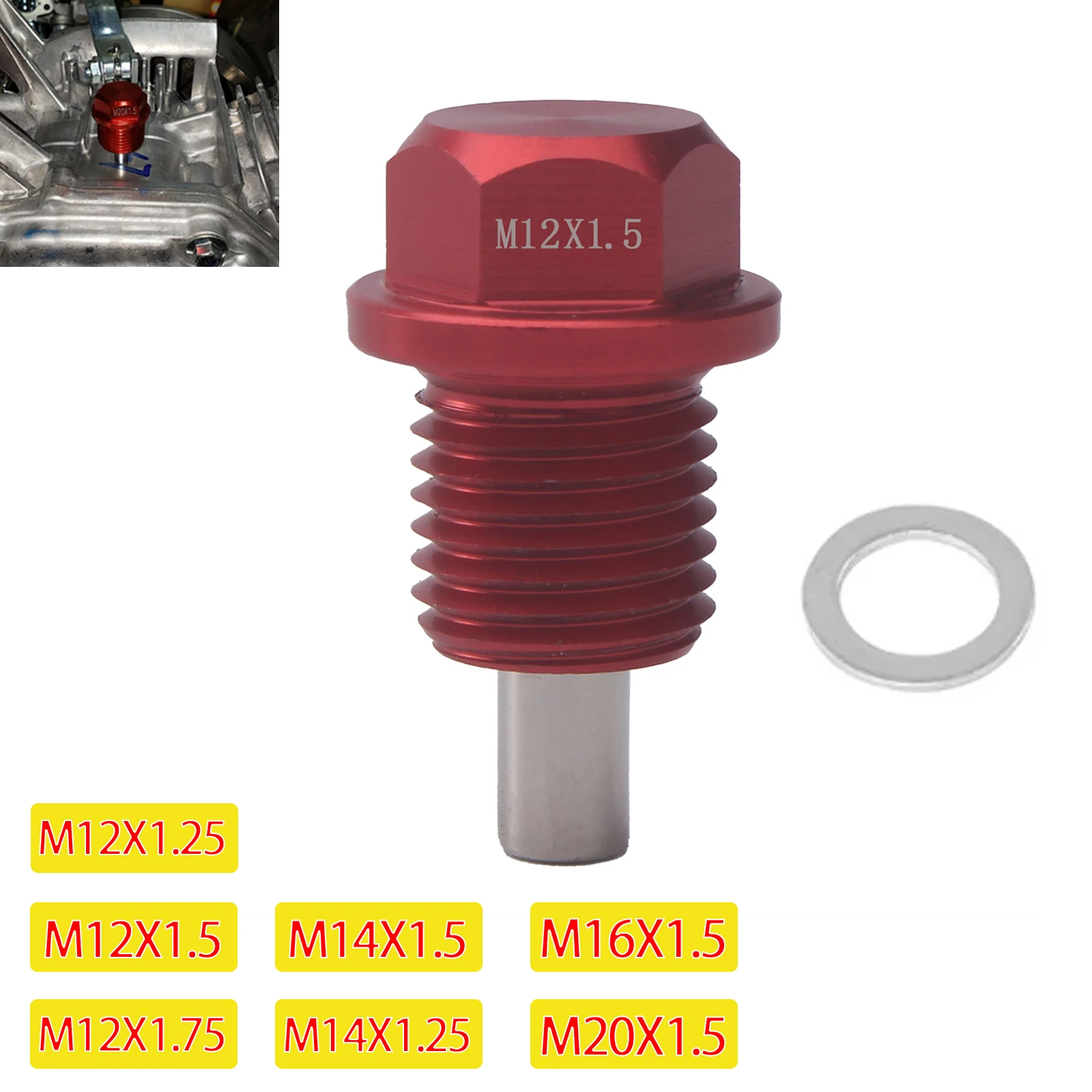 Magnetic Oil Drain Plug Bolt Nut for Engine Oil Sump Car Truck M12 M14 M16 M20 Thread 1.25 1.5 1.75 Screw Replacement