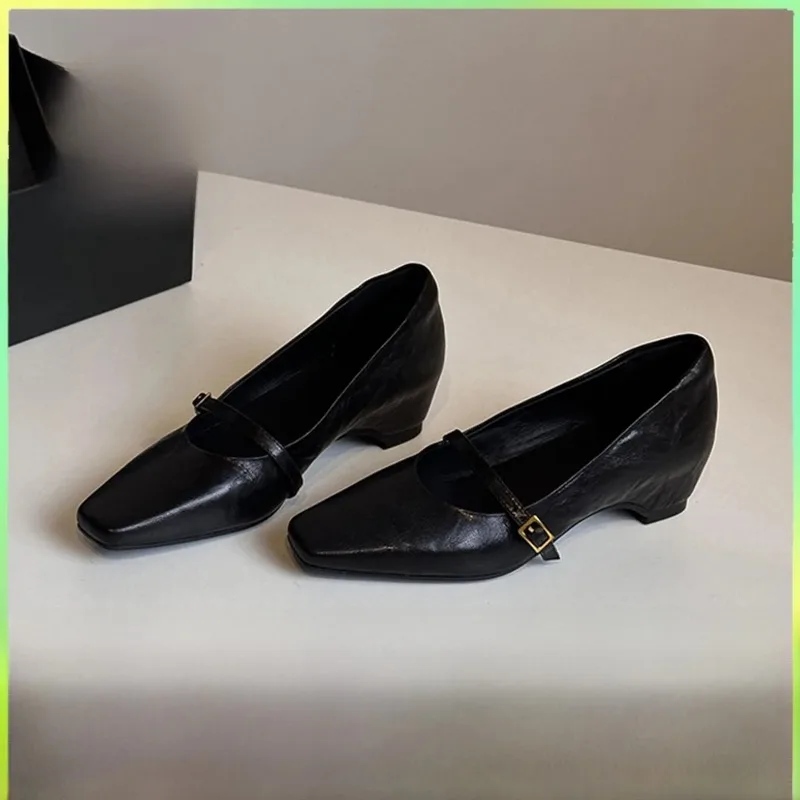 

Женские туфли Мэри Джейн в ретро-стиле, увеличивающие рост, из натуральной кожи, простые и модные, для весны и осени