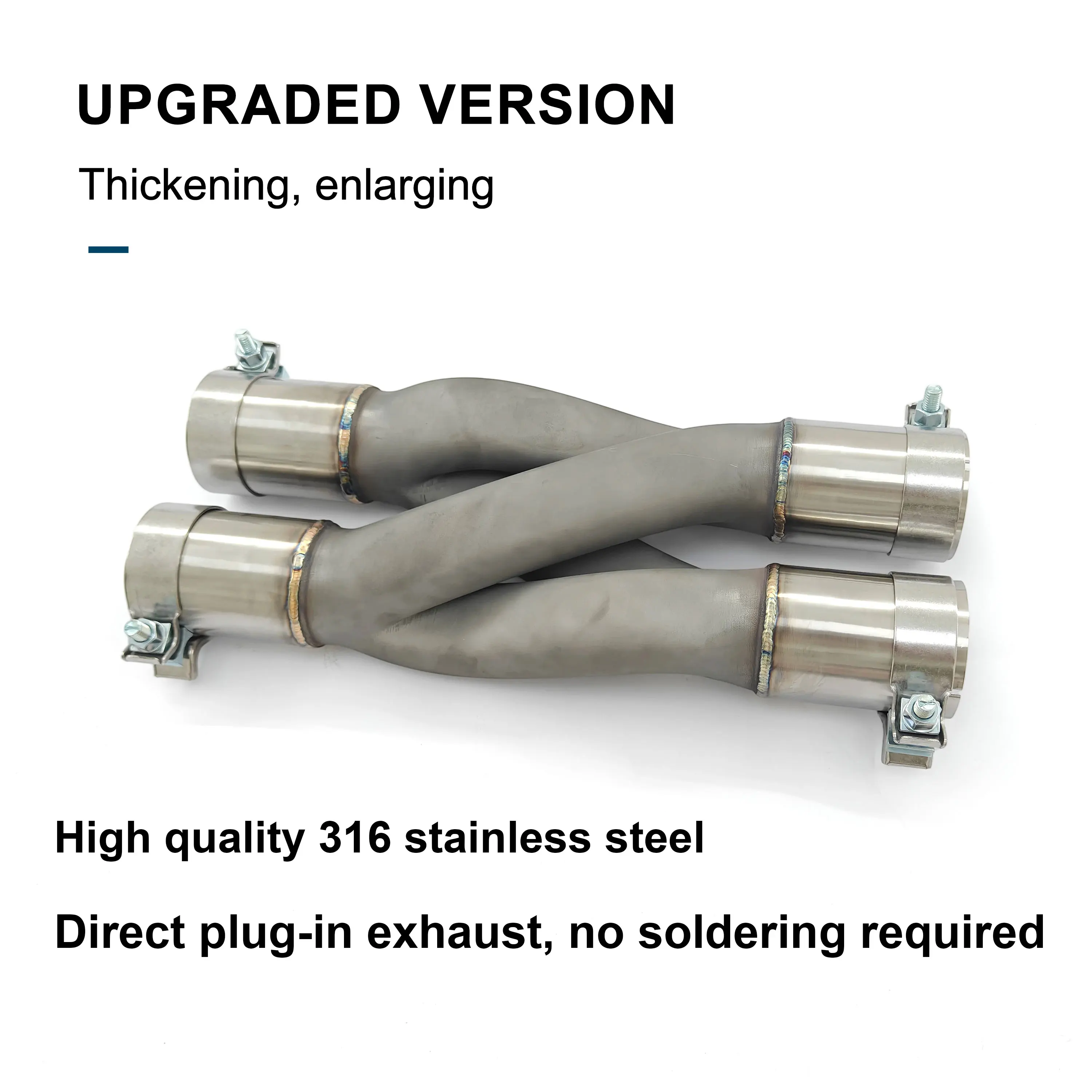 CBNT 3D Printed Universal Z-Pipe with Connecting Pipe 70mm/76mm Midpipe with Clips Direct Plug-in Exhaust No Soldering Required