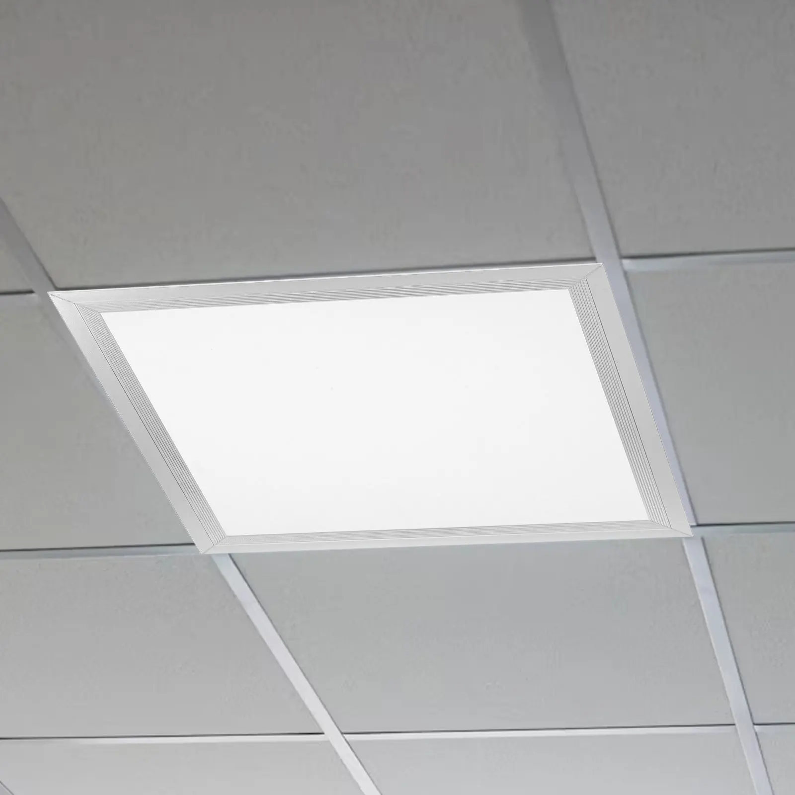 

Aluminum Integrated Ceiling Light Cover Square Recessed Light Trim for Kitchen Bathroom Easy Installation Soft Diffused Glow