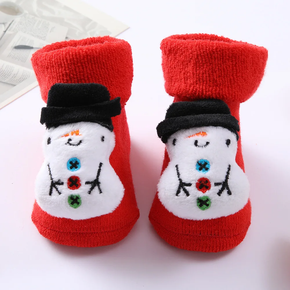 Baby Christmas Socks for Newborns Infant Cotton Short Socks Kids Children\'s Socks for Girls Boys Non-slip Print Toddler Clothing