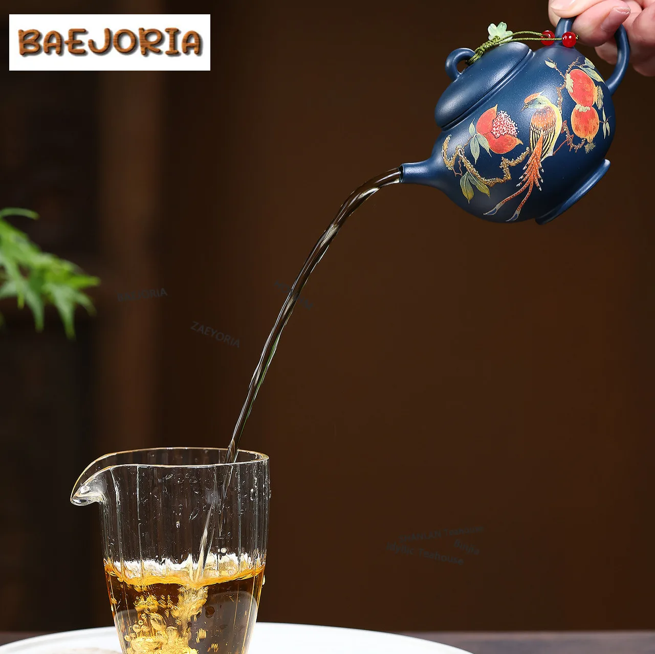 180ml Boutique Yixing Purple Clay Teapots Handmade Flowers Bird Pot Raw Ore Azure Mud Kettle Chinese Zisha Tea Set Teaware Craft