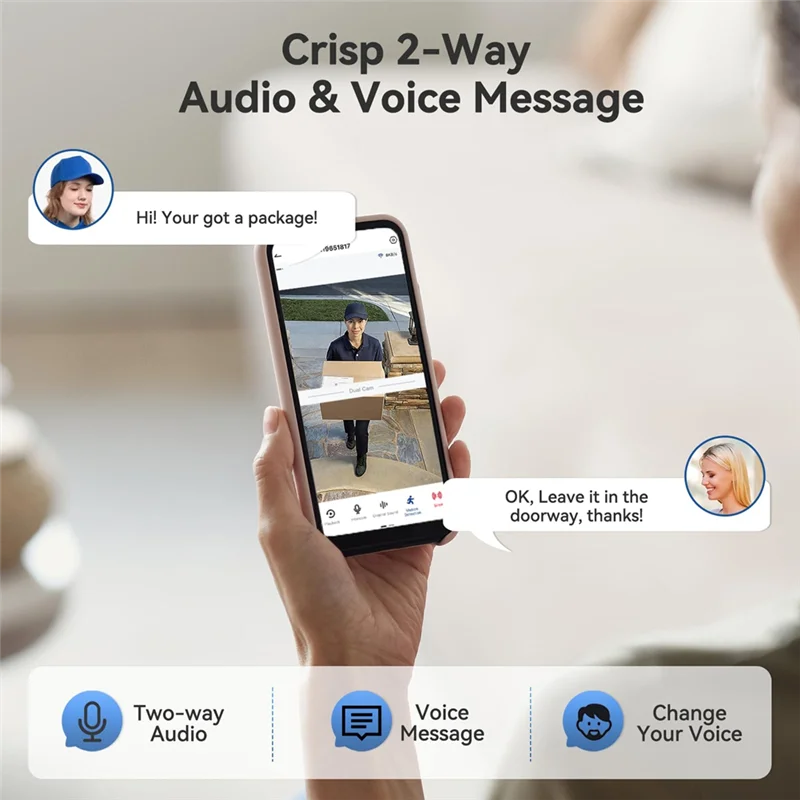 A92Z Dual Doorbell กล้องไร้สายไม่มีการสมัครสมาชิก, กล้องสมาร์ทประตู 2K ไร้สาย, พร้อม AI Human Detection, Night Vision