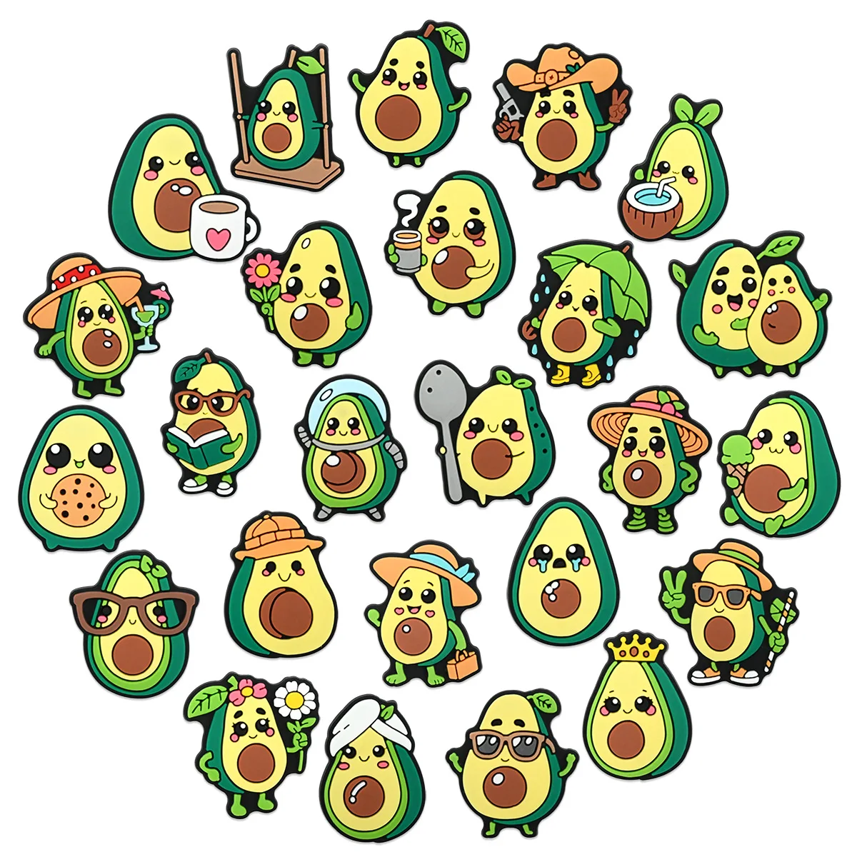 25/50Pcs Mixed Avocado Shoe Charms For Clogs Summer Series Shoe Decoration Premium Quality Popular Charms Accessories Great Gift