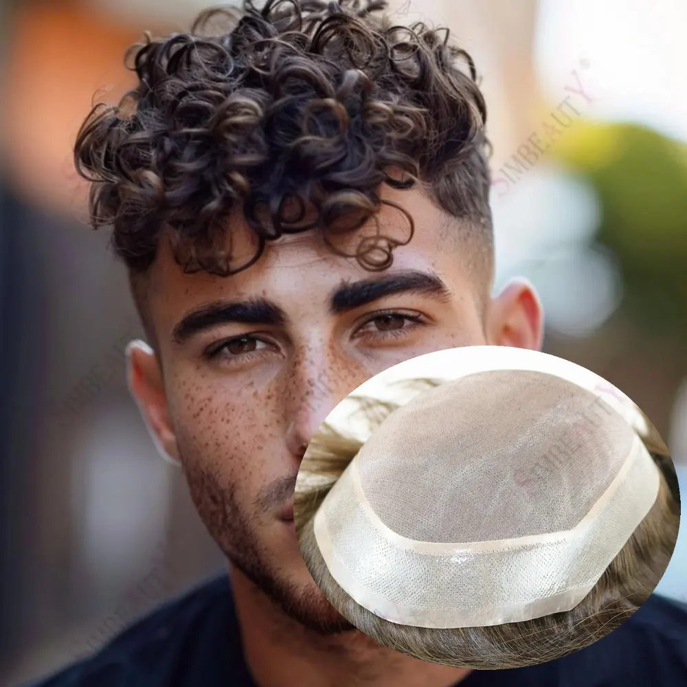 

Мужской протез волос 18 мм/15 мм вьющийся парик мужской парик индийские человеческие волосы мужской парик моно поли парик выхлопные системы мужской парик