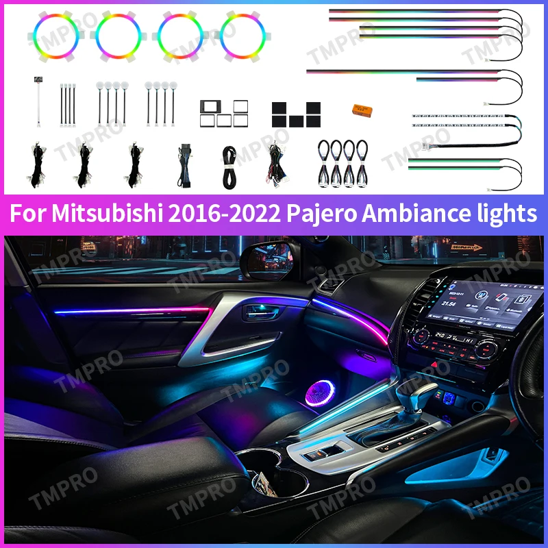 Applicable for 2016-2022 Mitsubish Pajero Sport Ambient Lights Automotive Interior Decoration64 Colors LED Safety assistance