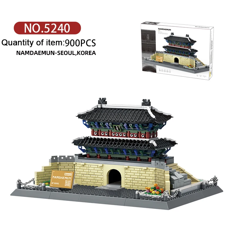 Famous Architecture Korea Namdaemun-Seoul 900pcs Puzzle Building Block Set MOC Bricks Kid's Educational Toy 5240