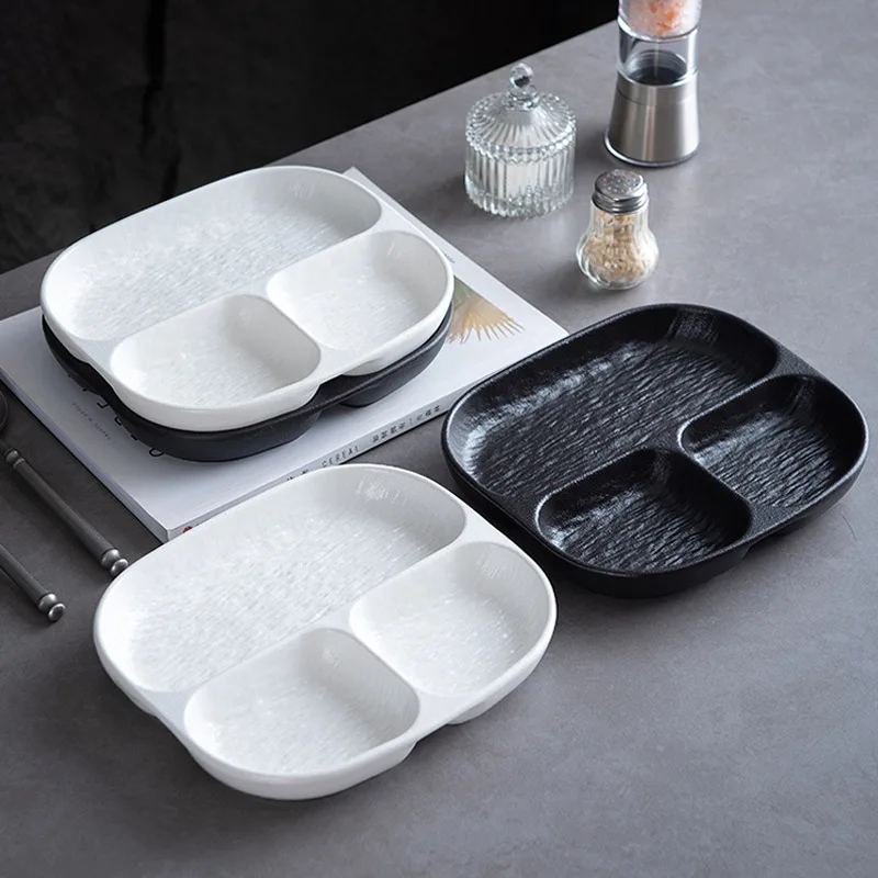 1PC Ceramic Grid Plate Special Breakfast Plate for Household Fat Reduction and Weight Loss Separated Plate