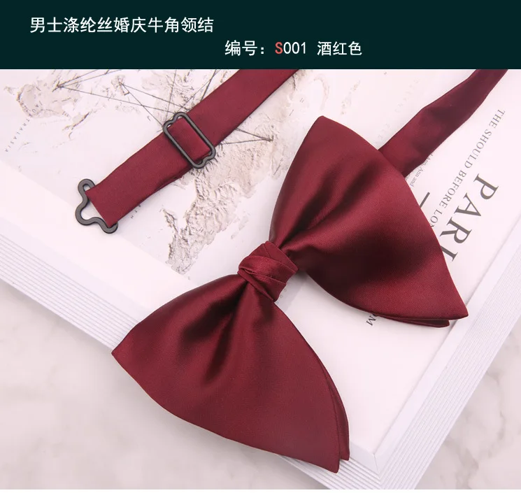 11*12cm hochwertige milchige Wein Marineblau massives Polyester Cowhorn große Fliege für Mann Hochzeit Business Bowknot lässige Krawatte