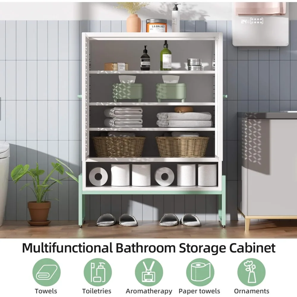 خزانة تخزين الحمام الطويلة، خزانة أحذية معدنية للمدخل مع باب وأرفف قابلة للتعديل لغرفة الغسيل والمخزن والمطبخ