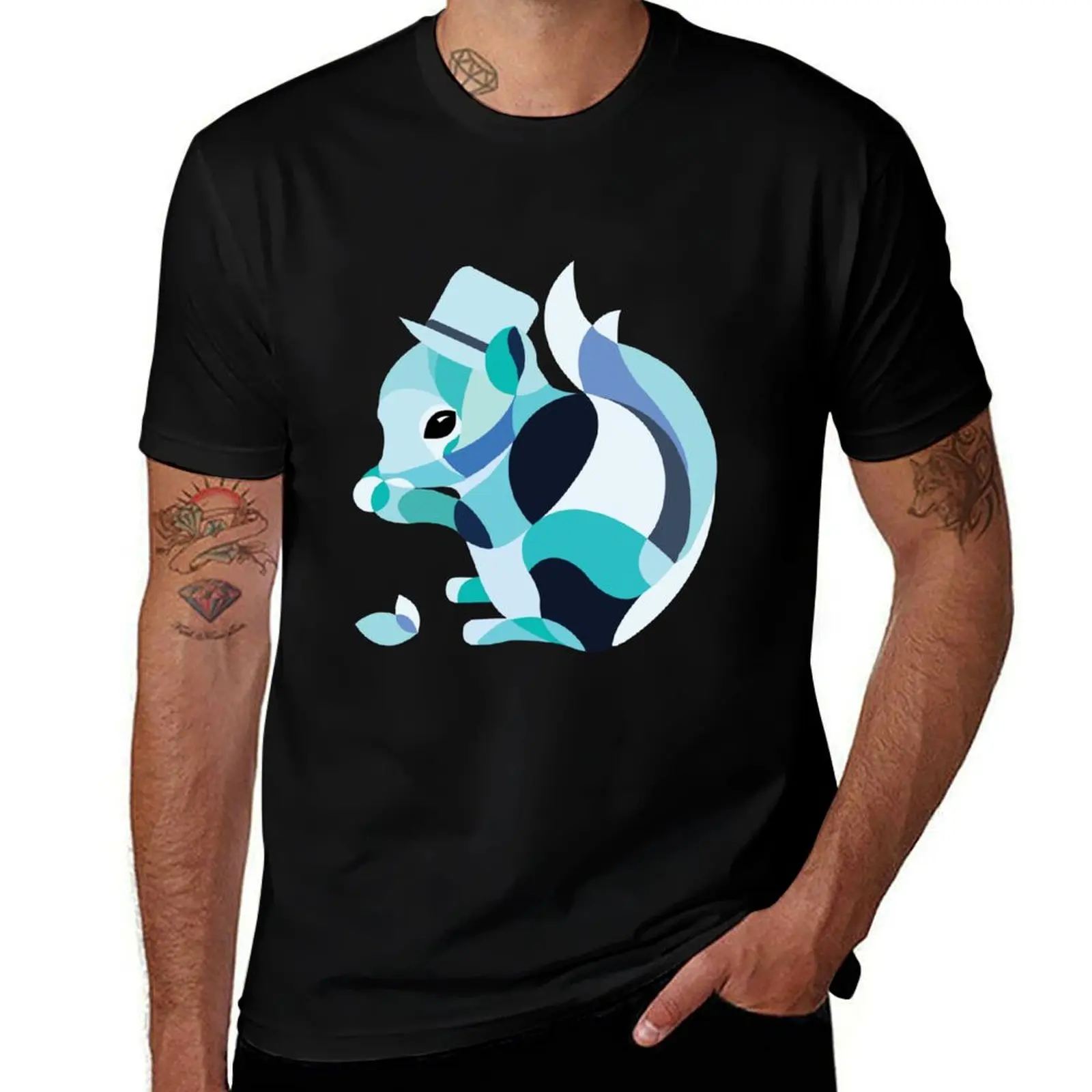 

Blue Squirrel T-Shirt anime tshirt men t shirt cotton 100% T-Shirt