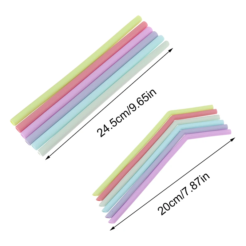 6 pezzi/set cannucce in Silicone riutilizzabili Set accessori per barre di cannucce flessibili Extra lunghe