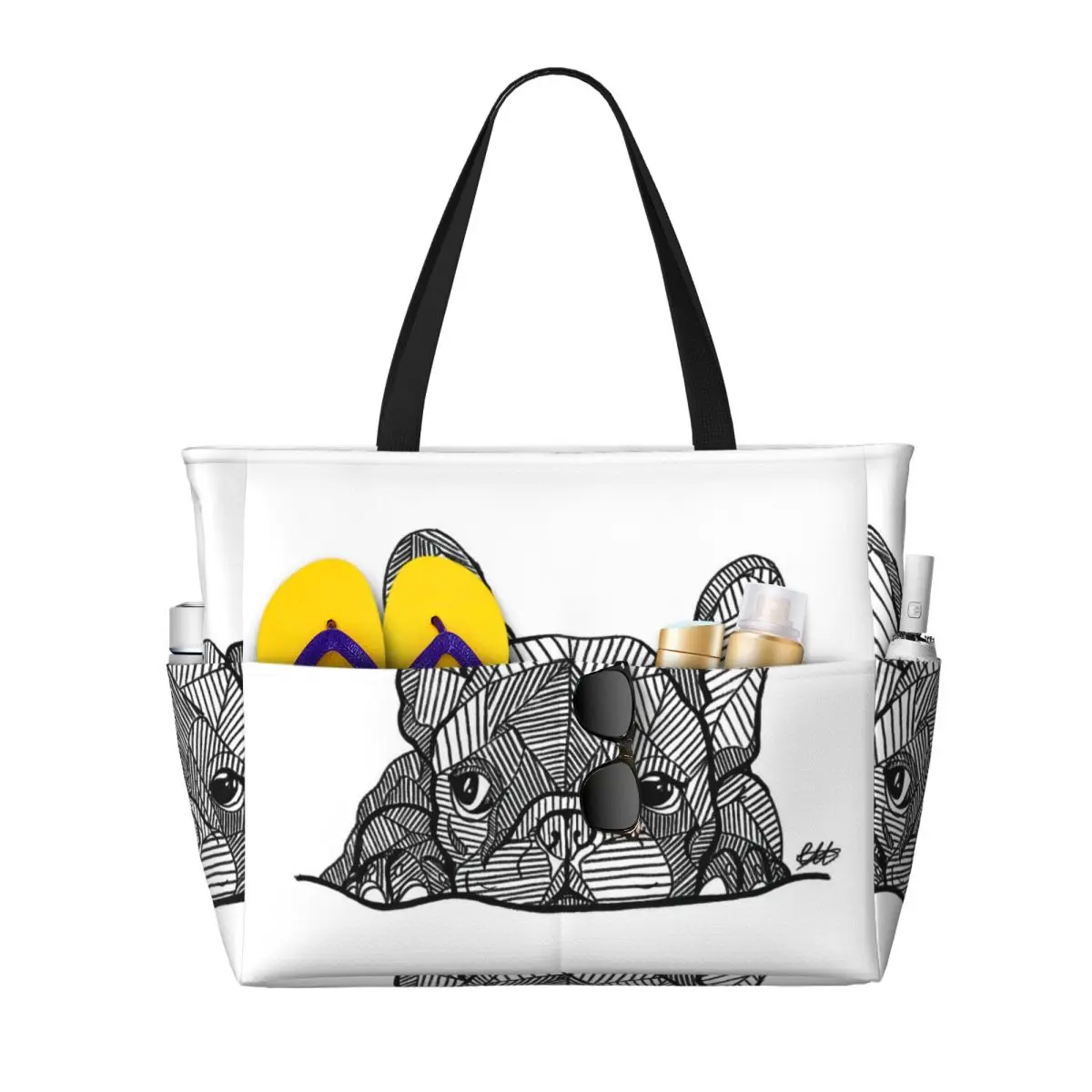 

Пляжная большая сумка для щенка французского бульдога, спортивная сумка для занятий йогой, большая большая сумка, женская дорожная сумка, сумка для фитнеса