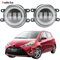 2Pcs LED Fog Light Assembly for Toyota Vitz Yaris XP130 2017 2018 2019 Car Angel Eyes DRL Headlight Driving Lamp Low Beam 15W