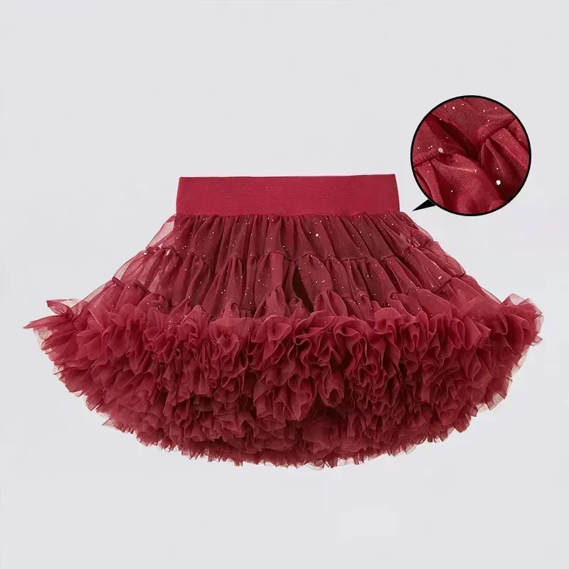 New Girls Tutu Skirt Children Fluffy Tulle Pettiskirt for Baby Girl Dance Party Tulle Princess Ballet Children Clothes B023