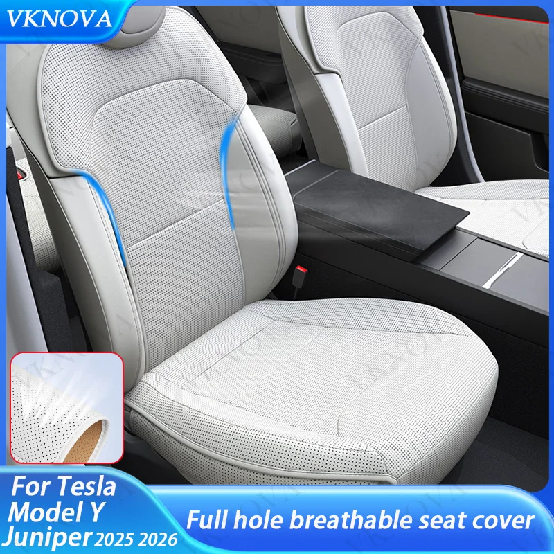

For Tesla Model Y Juniper 2025 2026 Semi-enclosed Seat Covers Front Rear Car Seat Cushion Protector Pad Set All Seasons Cooling